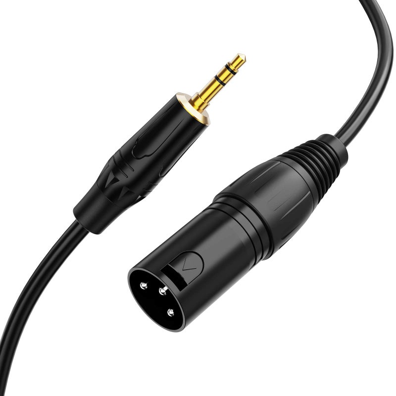CableCreation كابل كرييشن 3.5 مم إلى XLR، 6 أقدام 3.5 مم (1/8 بوصة) TRS ستيريو ذكر إلى XLR ذكر كابل متوافق مع آيفون، آيبود، تابلت، لابتوب والمزيد، أسود - Image 1